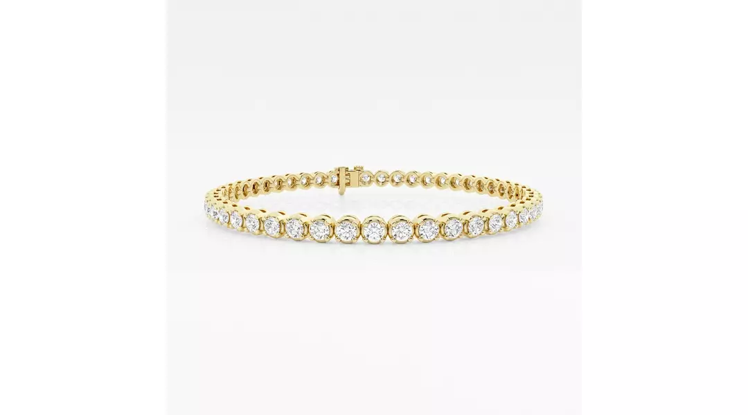 Yellow Gold Bezel Eco Diamonds Tennis Bracelet