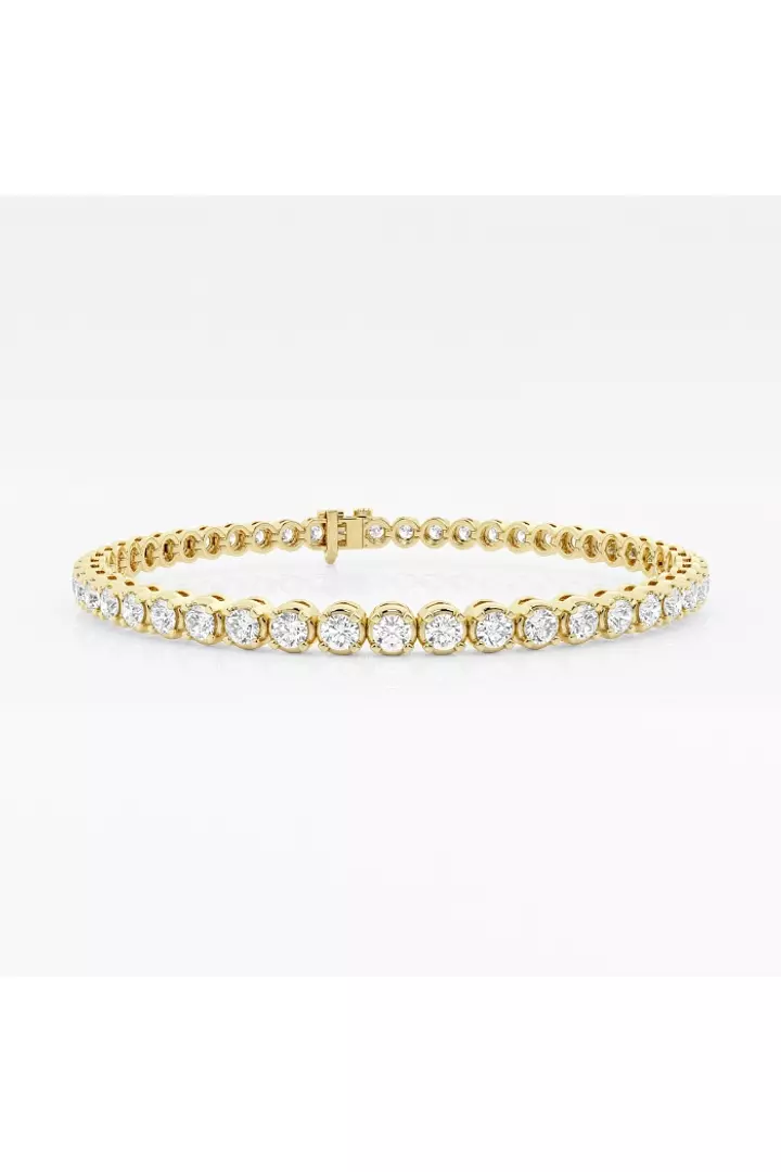 Yellow Gold Bezel Eco Diamonds Tennis Bracelet