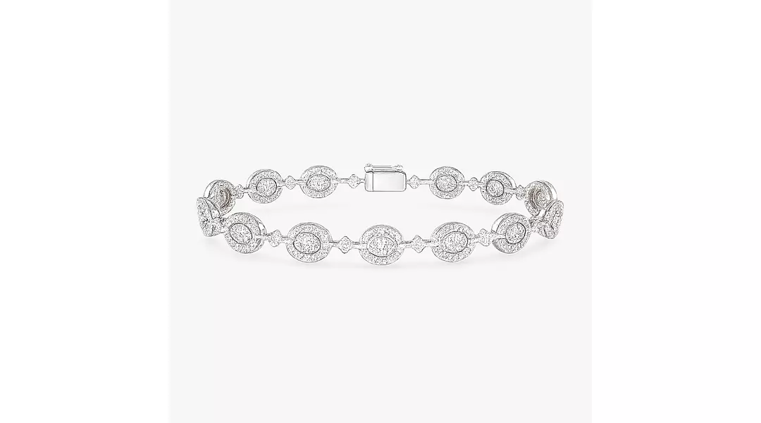Oval Halo Clusters Diamond Fancy Tennis Bracelet