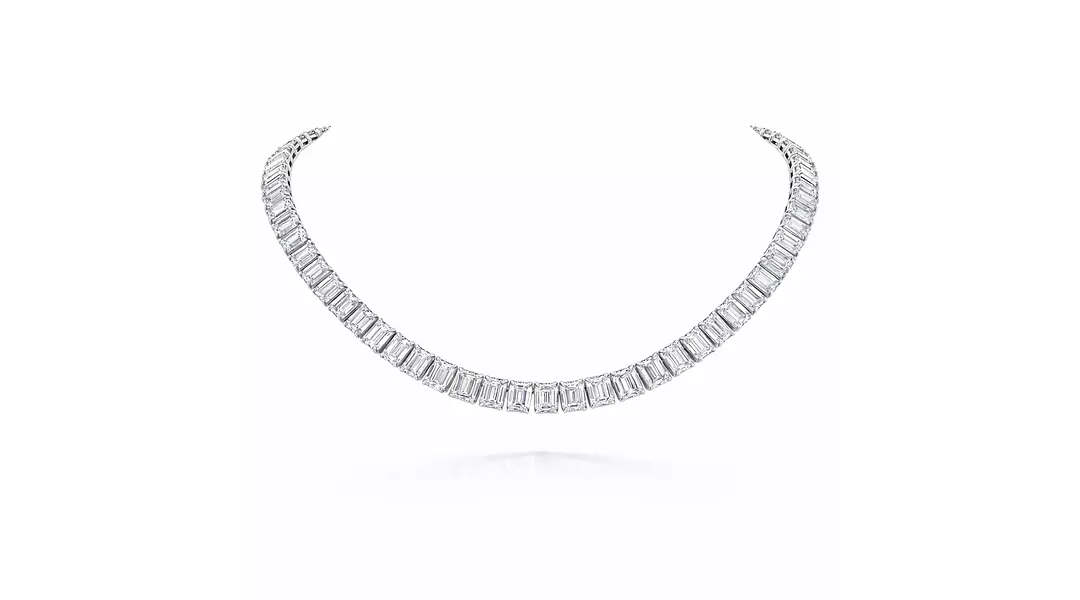 Emerald Cut Eco Diamonds Tennis Necklace