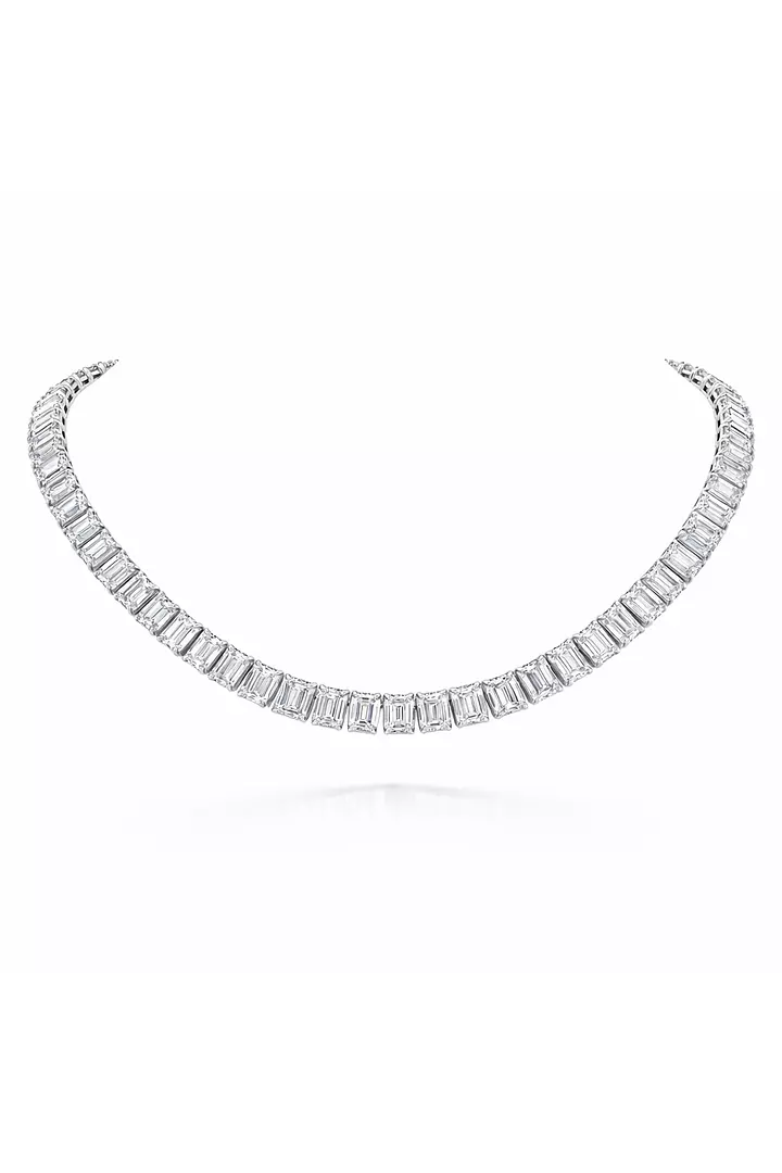 Emerald Cut Eco Diamonds Tennis Necklace