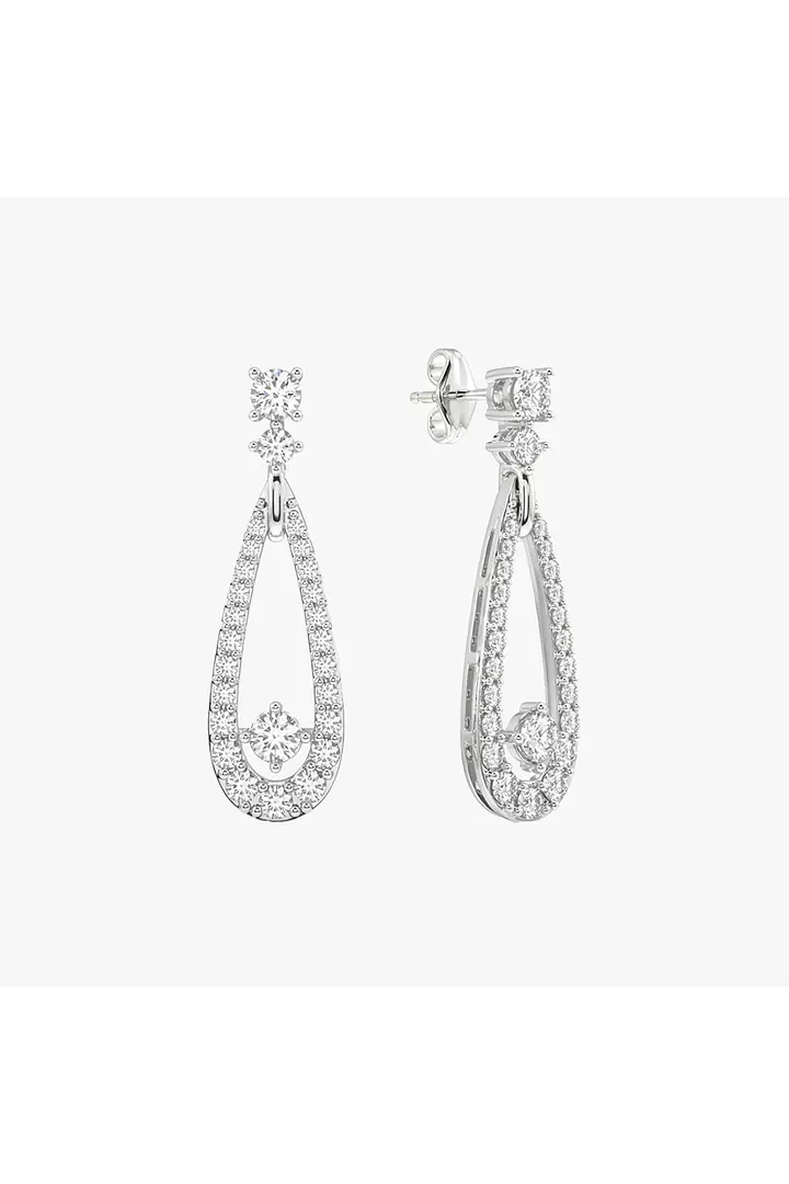 Teardrop Shaped Pave Eco Diamonds Drop Earrings