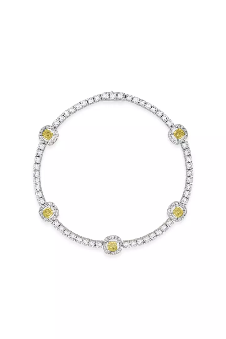 Fancy Yellow and White Diamonds Tennis Bracelet
