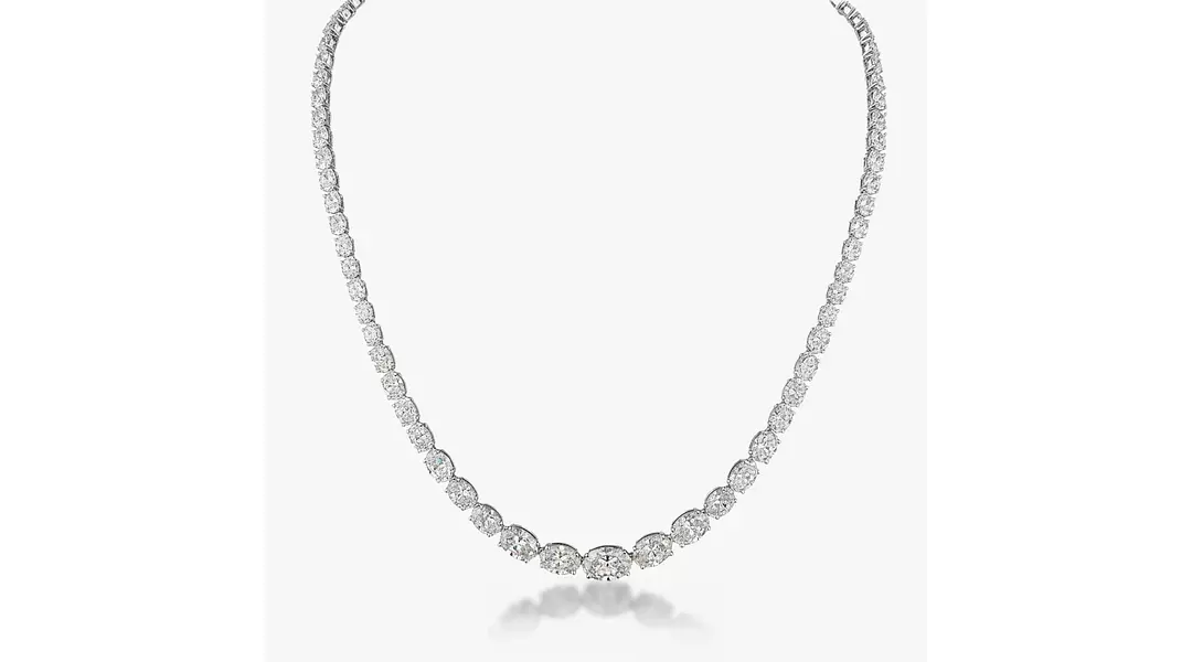 East West Oval Riviera Graduated Eco Diamonds Tennis Necklace