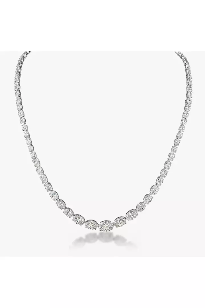 East West Oval Riviera Graduated Eco Diamonds Tennis Necklace
