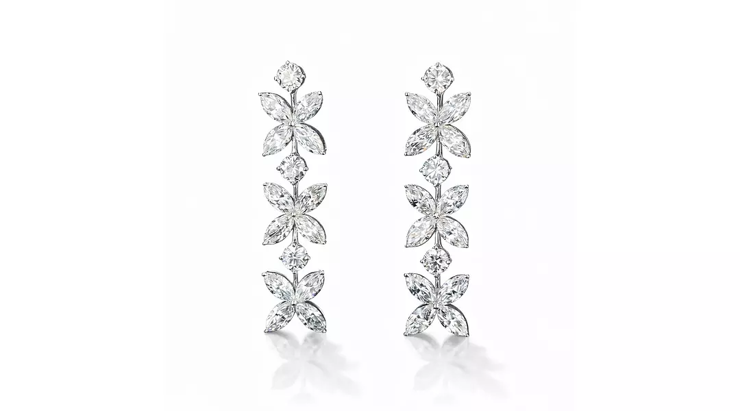 Floral Eco Diamonds Drop Earrings