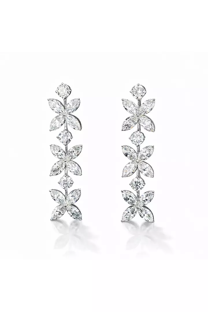 Floral Eco Diamonds Drop Earrings