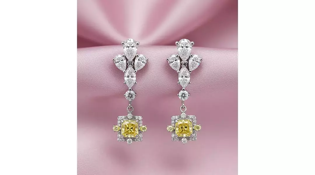 Vivienne Yellow Eco Diamonds and White Eco Diamonds Drop Earrings