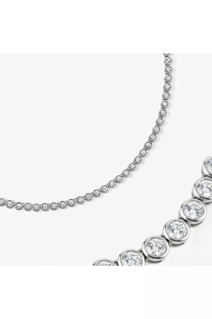 Lucienne Bezel Set Round Eco Diamonds Tennis Necklace 10 Carats