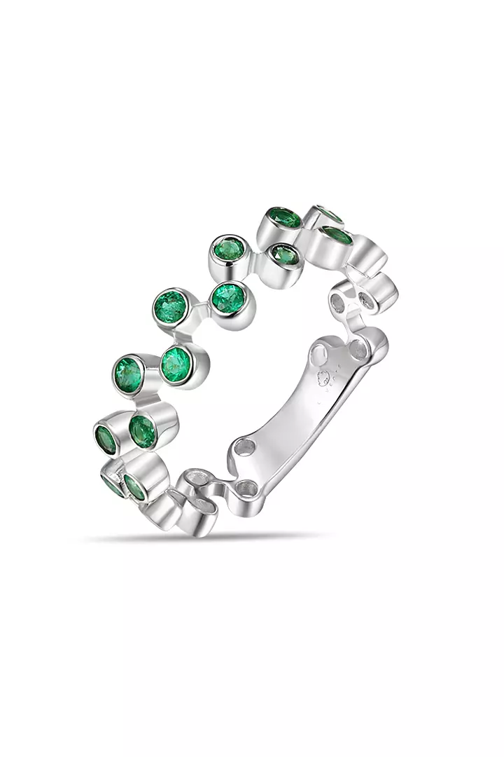 Zig Zag Bezel Emerald Band