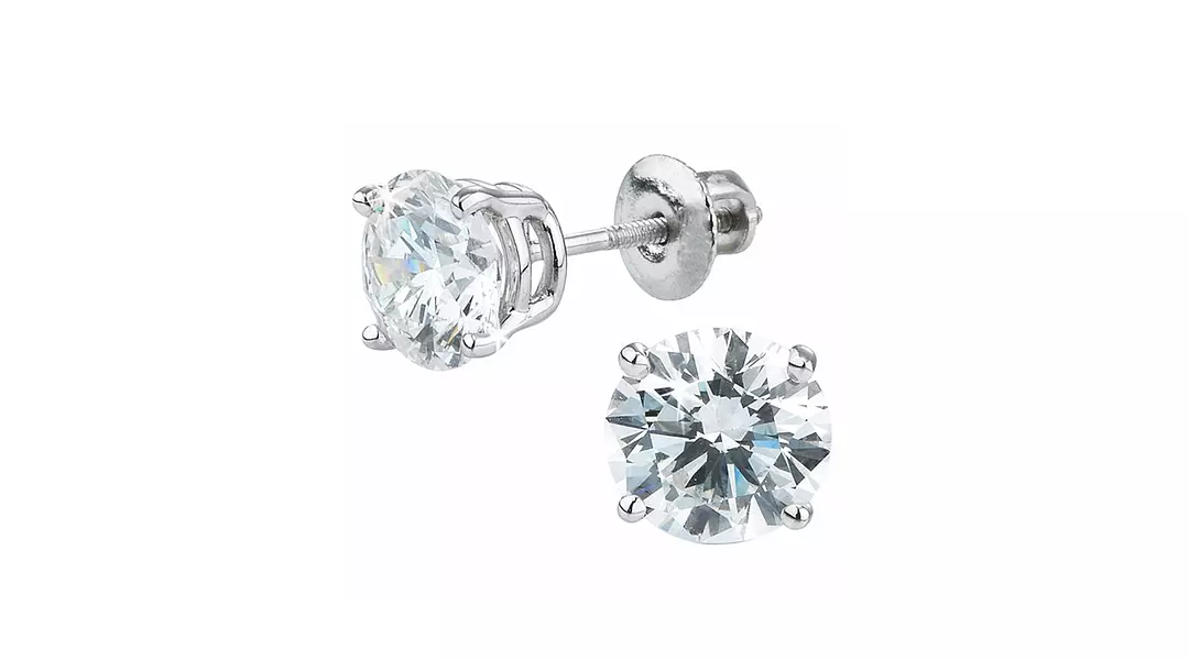 Natural Round Brilliant Cut Diamond Stud Earrings