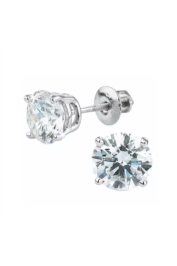 Natural Round Brilliant Cut Diamond Stud Earrings