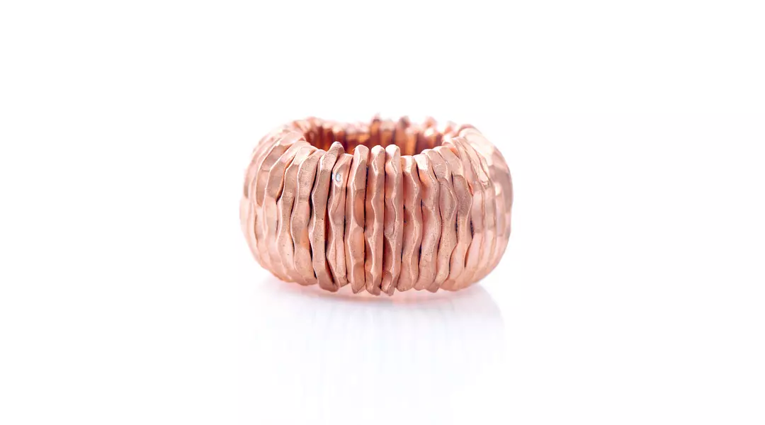 Satin Rouge Italian Silver with Rose Gold Cocktail Ring