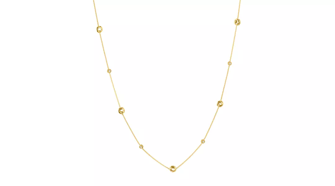 Chevron Smiles Diamond Bezel Necklace