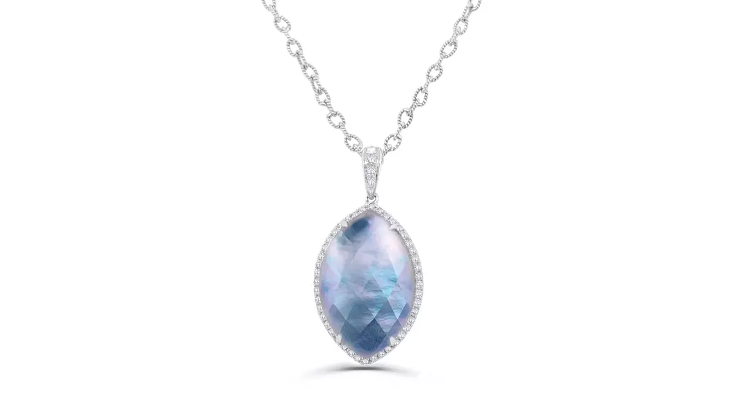 Doves Moonlit Lapis Marquise Pendant
