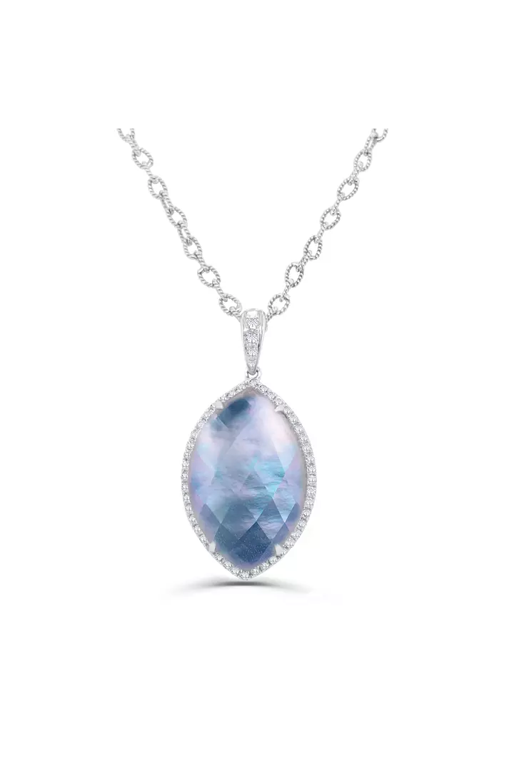 Doves Moonlit Lapis Marquise Pendant