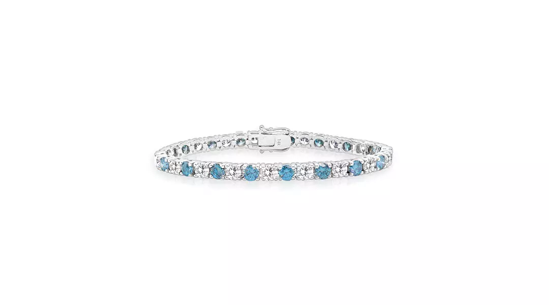 Royal Blue and White Eco Diamonds Tennis Bracelet