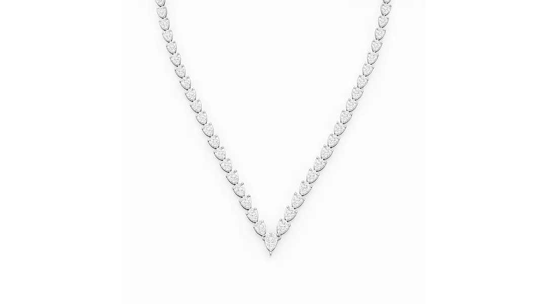 Pear Diamonds V Shaped Tennis Necklace