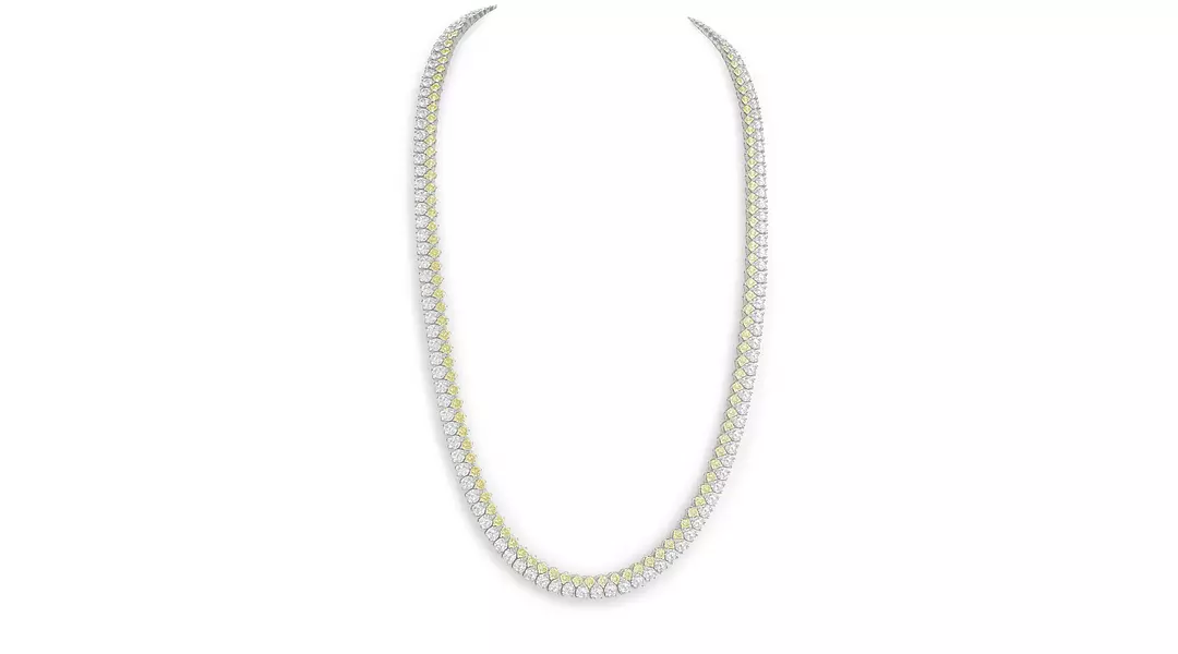 Fancy Yellow Eco Diamonds Double Tennis Necklace