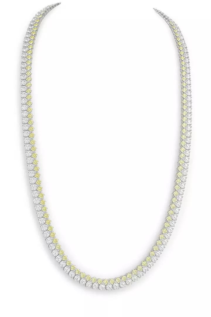 Fancy Yellow Eco Diamonds Double Tennis Necklace