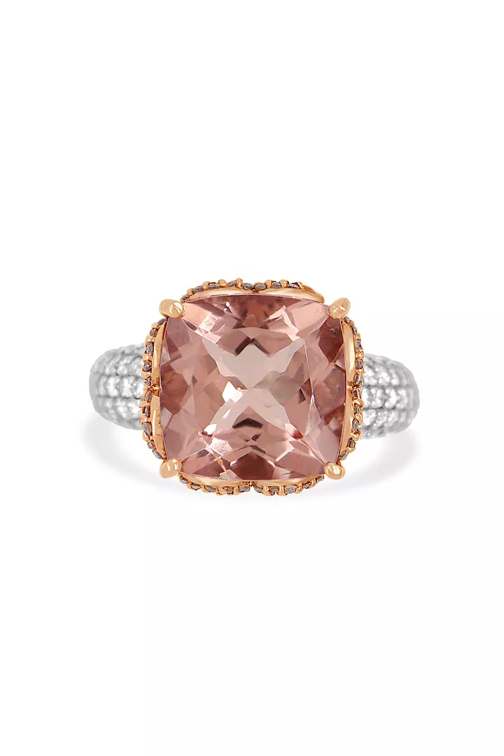 Pink Morganite Cocktail Ring in Two Tone Gold