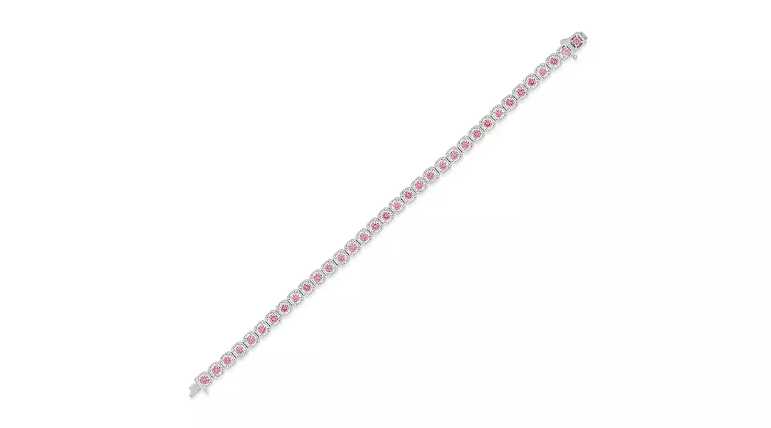 Pink Diamonds Cushion Milgrain Tennis Bracelet