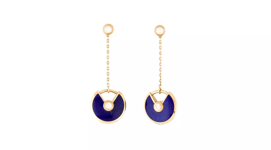 Cartier Amulette Blue Lapis and Diamonds Drop Earrings