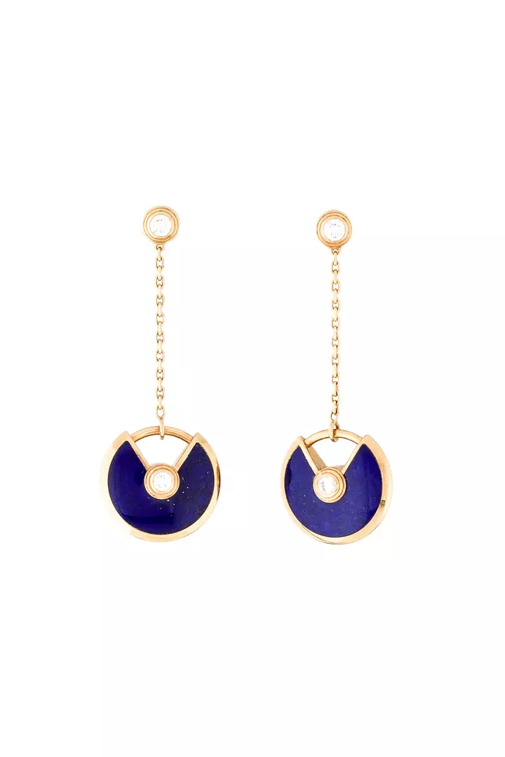Cartier Amulette Blue Lapis and Diamonds Drop Earrings