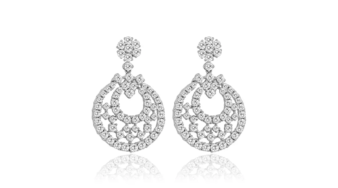 Circle Diamond Drop Earrings