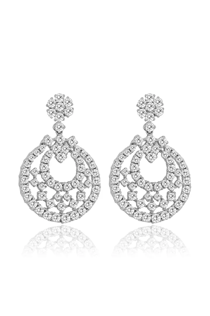 Circle Diamond Drop Earrings