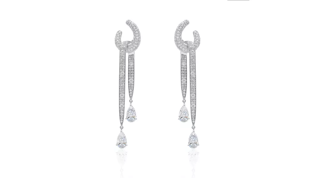 Diamond Double Tear Drop Earrings