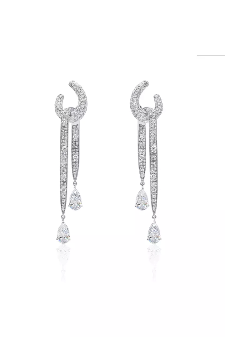 Diamond Double Tear Drop Earrings