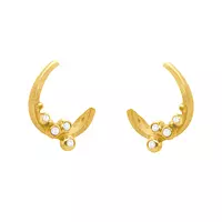 Half Moon Diamond Gold Earrings
