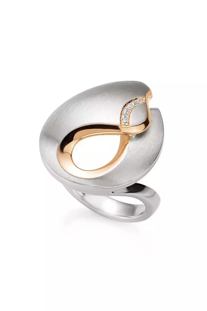 Freestyle Rose Gold and Silver White Sapphire Fashion Ring