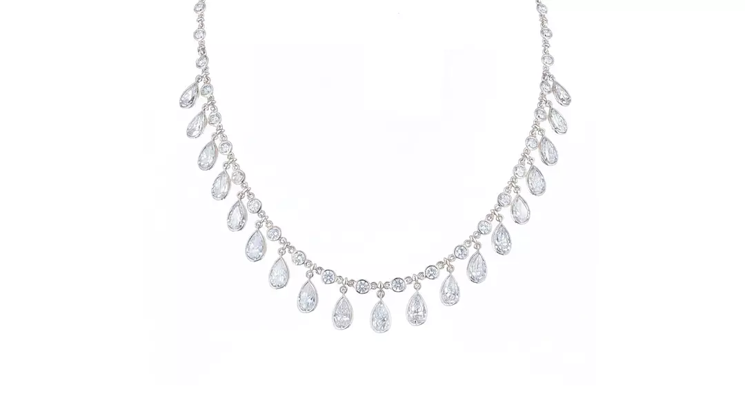 Multi Drop Bezel Pear Shaped Eco Diamonds Necklace