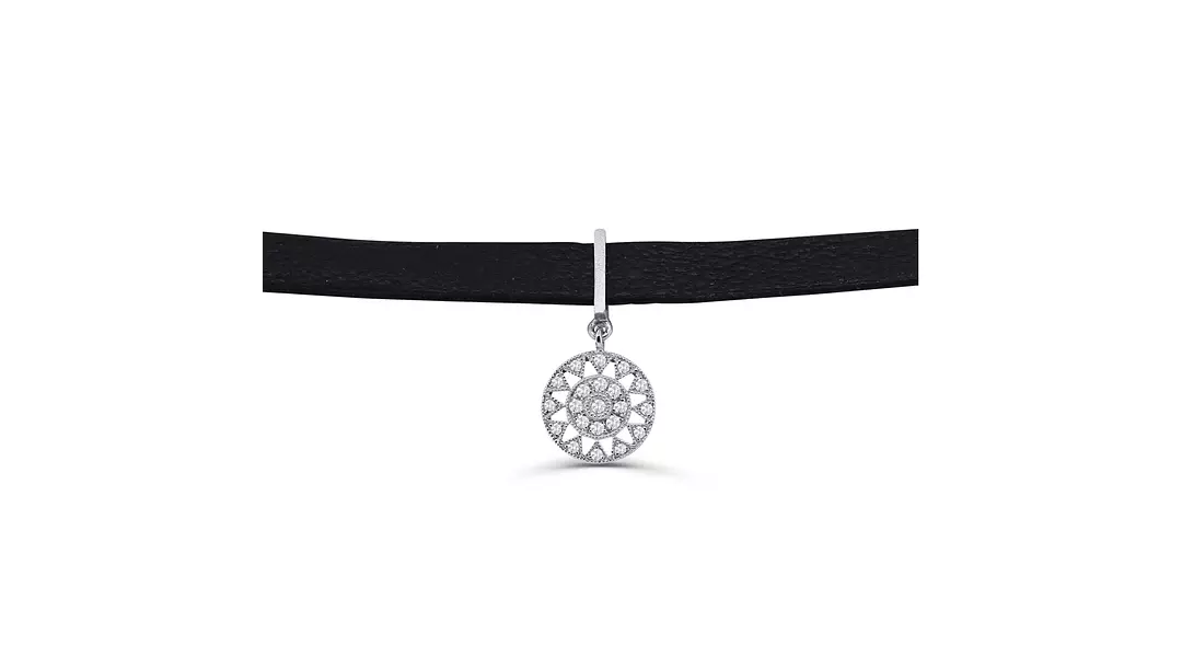 Diamond and Leather Choker