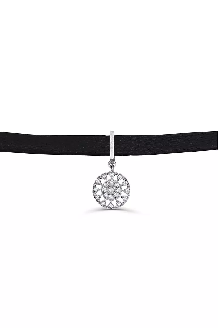 Diamond and Leather Choker