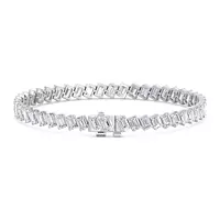 Sideways Emerald Shaped Diamond Tennis Bracelet
