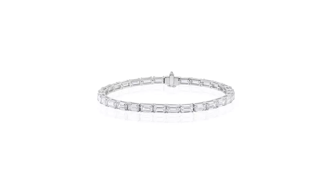 East West Emerald Shaped Eco Diamonds Tennis Bracelet 