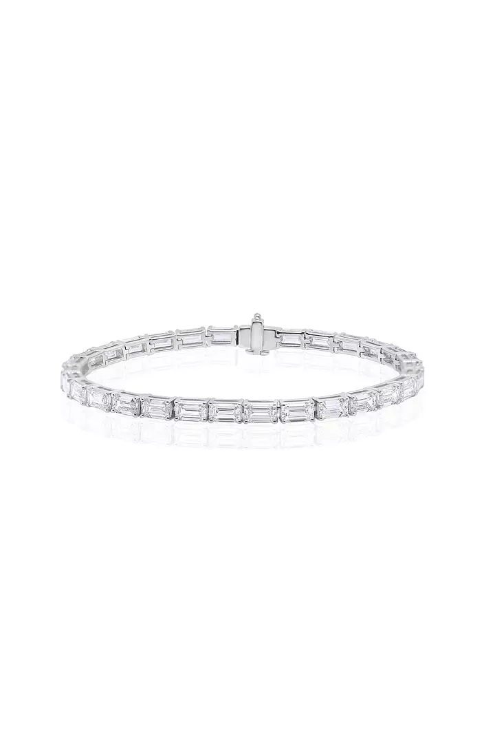 East West Emerald Shaped Eco Diamonds Tennis Bracelet 