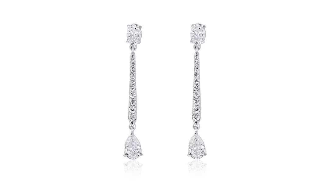 Oval and Teardrop Diamonds Drop Earrings