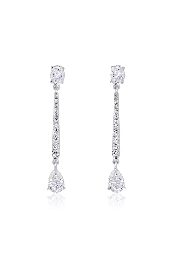 Oval and Teardrop Diamonds Drop Earrings