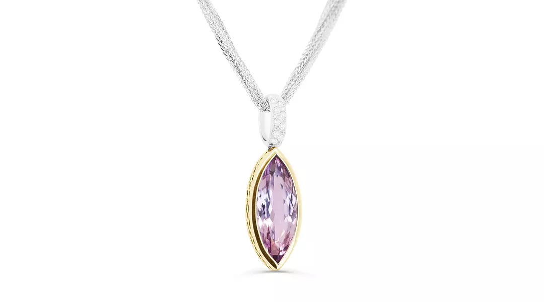Kunzite and Diamonds Pendant
