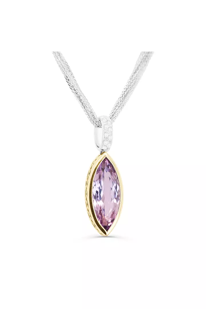 Kunzite and Diamonds Pendant