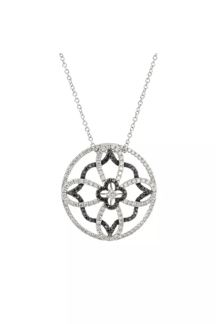 Black and White Diamonds Circle Pendant