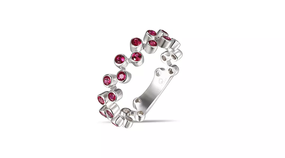 Zig Zag Bezel Ruby Band