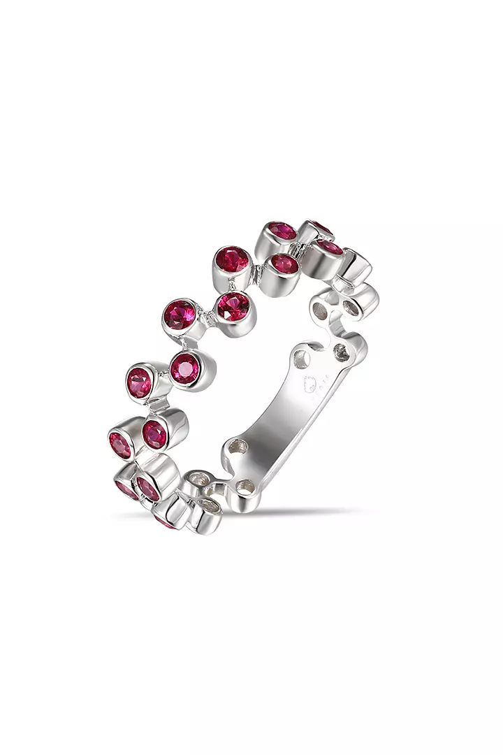 Zig Zag Bezel Ruby Band