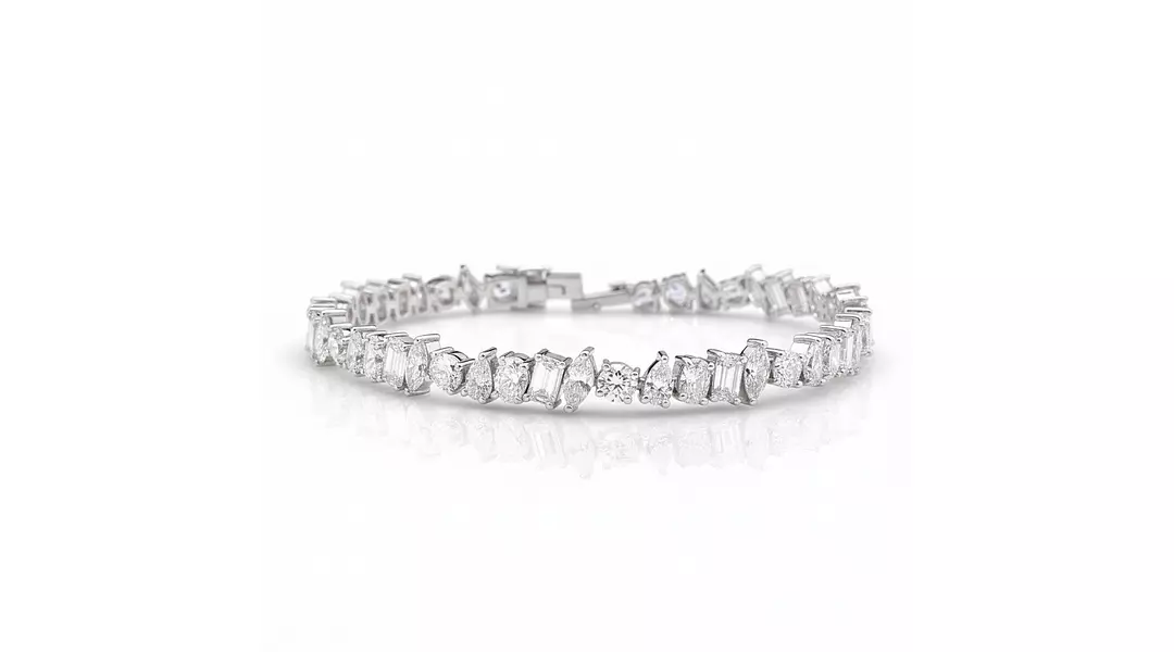 Multi shape Clustered Eco Diamonds Tennis Bracelet