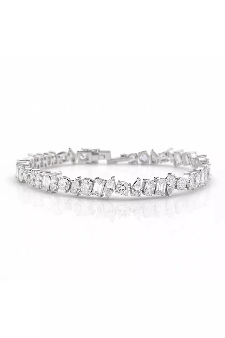 Multi shape Clustered Eco Diamonds Tennis Bracelet