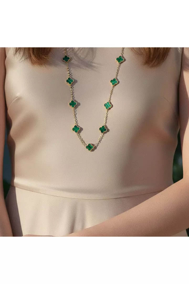 Van Cleef Green Malachite Alhambra Necklace
